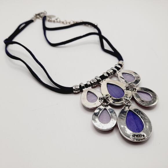 Chico’s Purple Lavender Teardrop Pendant Necklace 22” Suede Cord - Picture 7 of 10